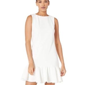 NWT Betsey Johnson Ivory Scuba Crepe Ruffled Hem Dress